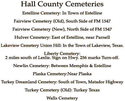 Hall County Texas Cemeteries