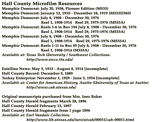 Hall County Microfilm Resources